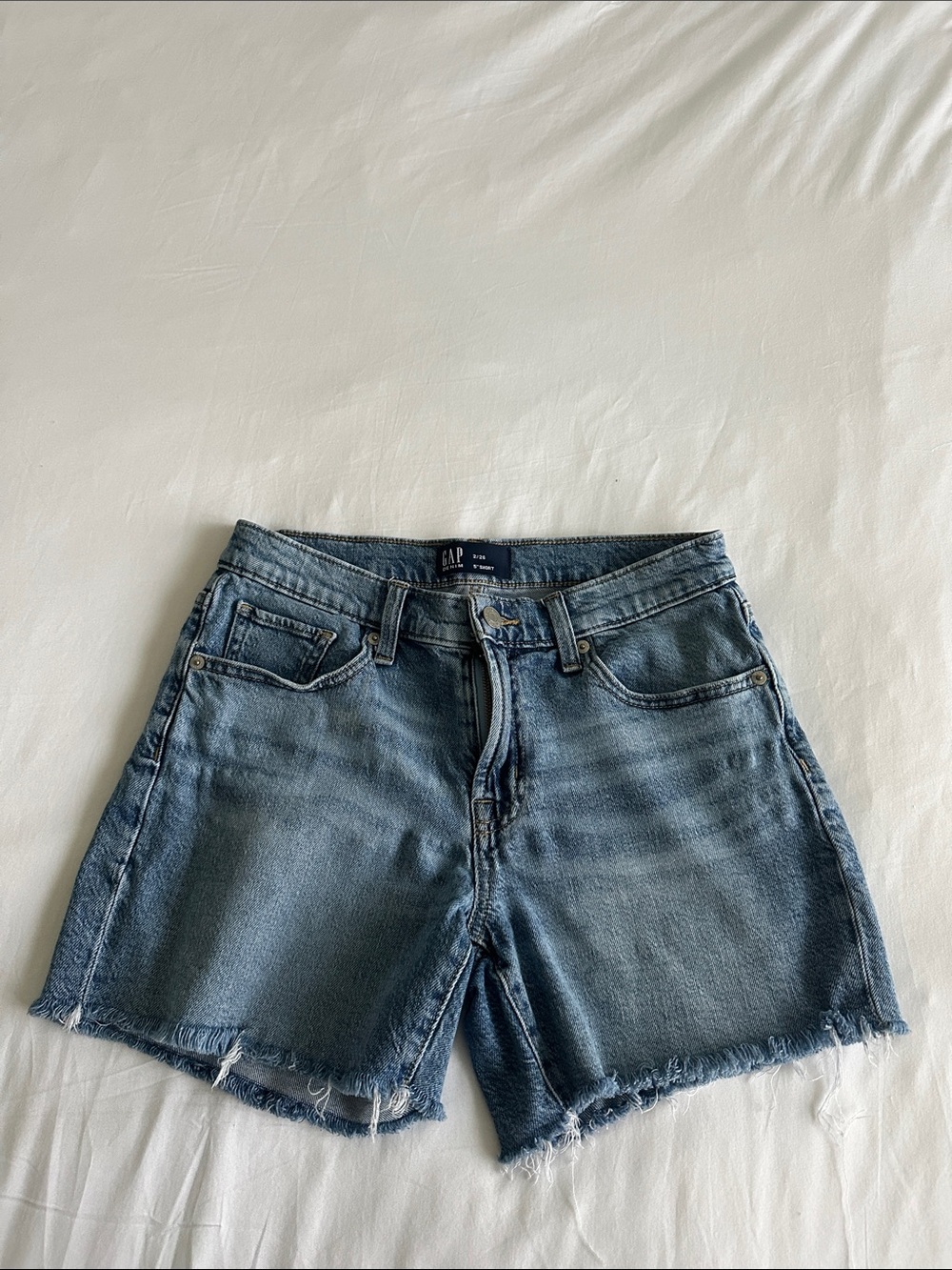 GAP Light Blue Denim 5” Cutoff Shorts with Frayed Hem